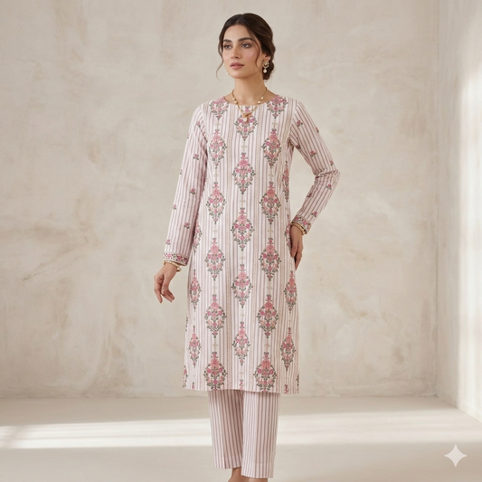 2 PIECE - PRINTED EMBROIDERED LAWN SUIT SCV2-221