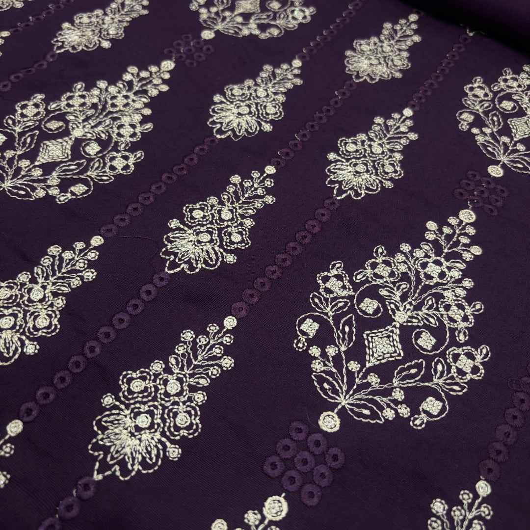 Deep Purple women's unstitched Karandi embroidered 3-piece suit TZAJ-181 by TANIAZE