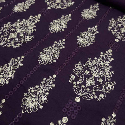 Deep Purple women's unstitched Karandi embroidered 3-piece suit TZAJ-181 by TANIAZE
