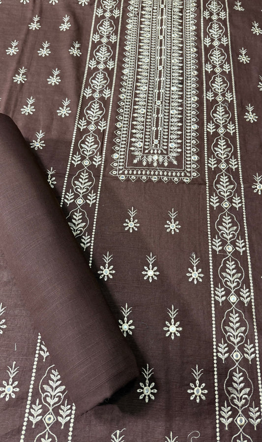 Chocolate Brown Khaddar Embroidered 2-Piece Suit – Design 184 – Image 1 | TANIAZE