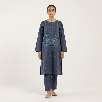 2 PIECE - TEXTURED EMBROIDERED LAWN SUIT SCV2-215
