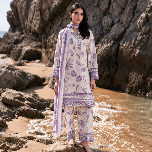 JAZMIN LUXURY LAWN 3PC CHIFFON DOPATTA