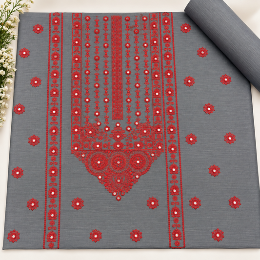 Grey Khaddar Embroidered 2-Piece Suit – Design 309