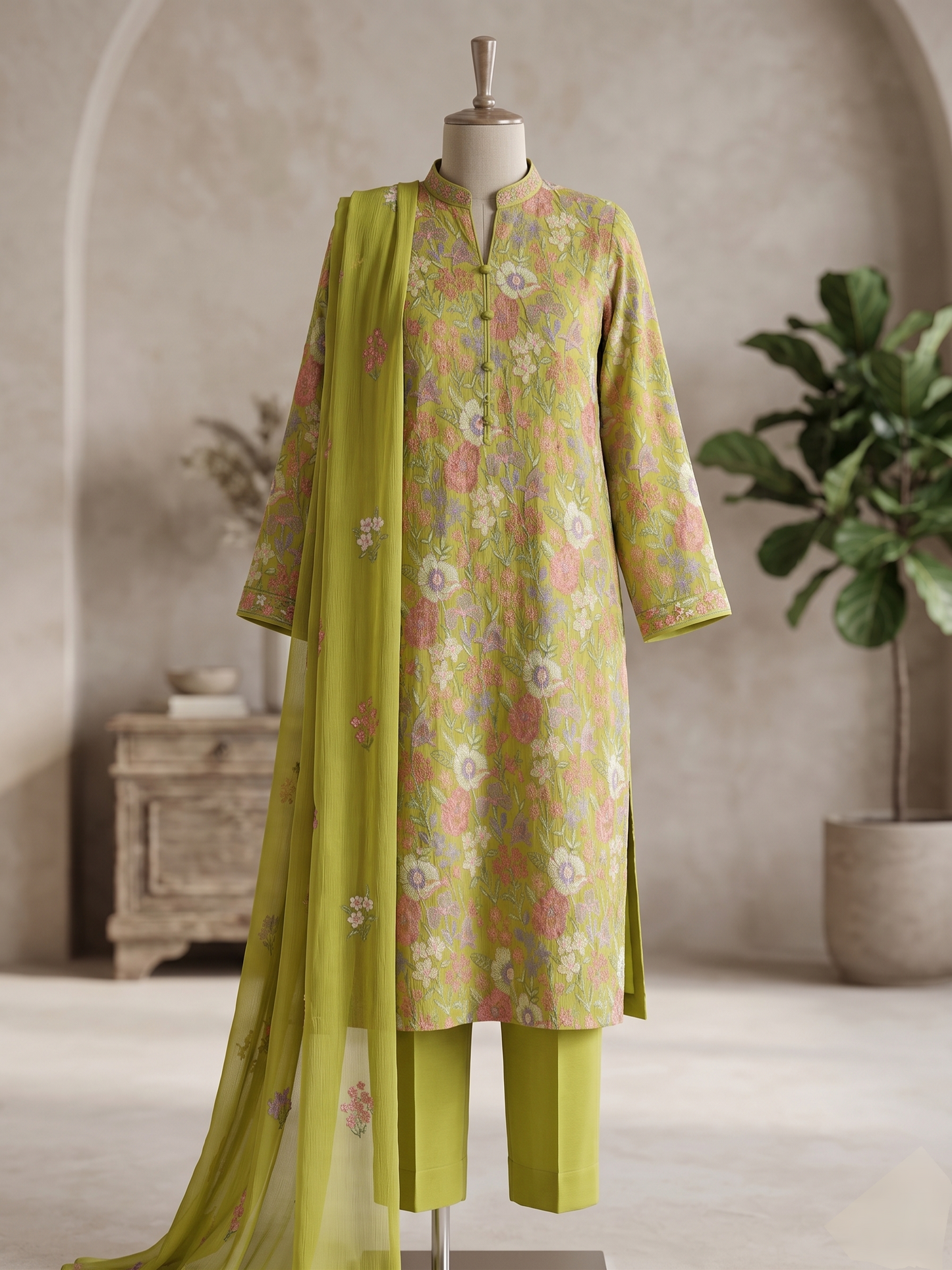 LAWN EMBROIDERED 3PC CHIFFON DOPATTA