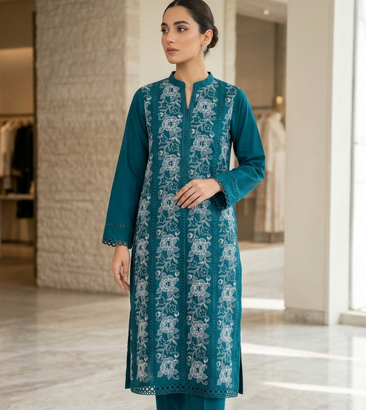 2 PIECE - EMBROIDERED LAWN SUIT SCV1-1757