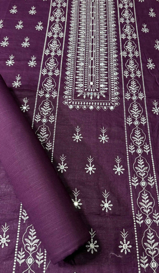 Plum Purple Khaddar Embroidered 2-Piece Suit – Design 183 – Image 1 | TANIAZE