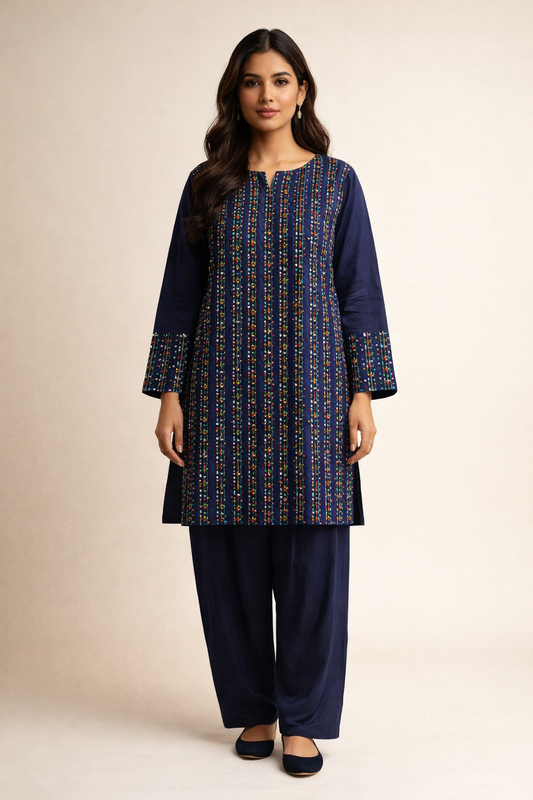 2 PIECE - EMBROIDERED LAWN SUIT SCV1-1536