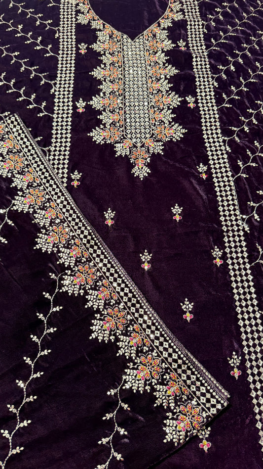 VELVET EMBROIDERED 3-PIECE TZAJ-225