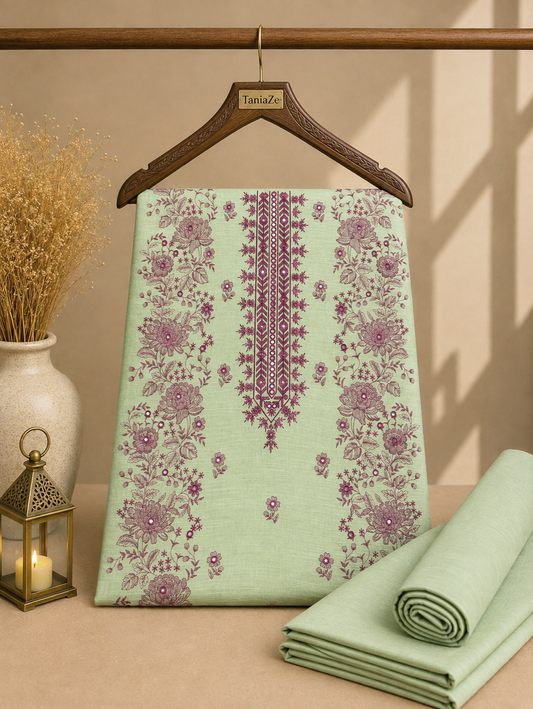 Pista Green Khaddar Embroidered 2-Piece Suit – Design 208