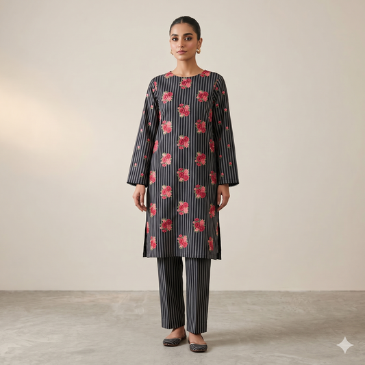 2 PIECE - PRINTED EMBROIDERED LAWN SUIT SCV2-211