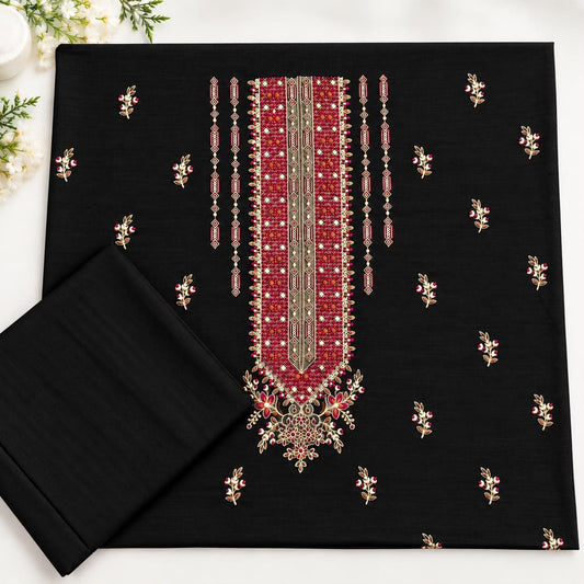 Black Khaddar Embroidered 2-Piece Suit – Design 327