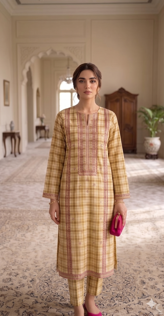 2 PIECE - PRINTED EMBROIDERED LAWN SUIT SCV2-210