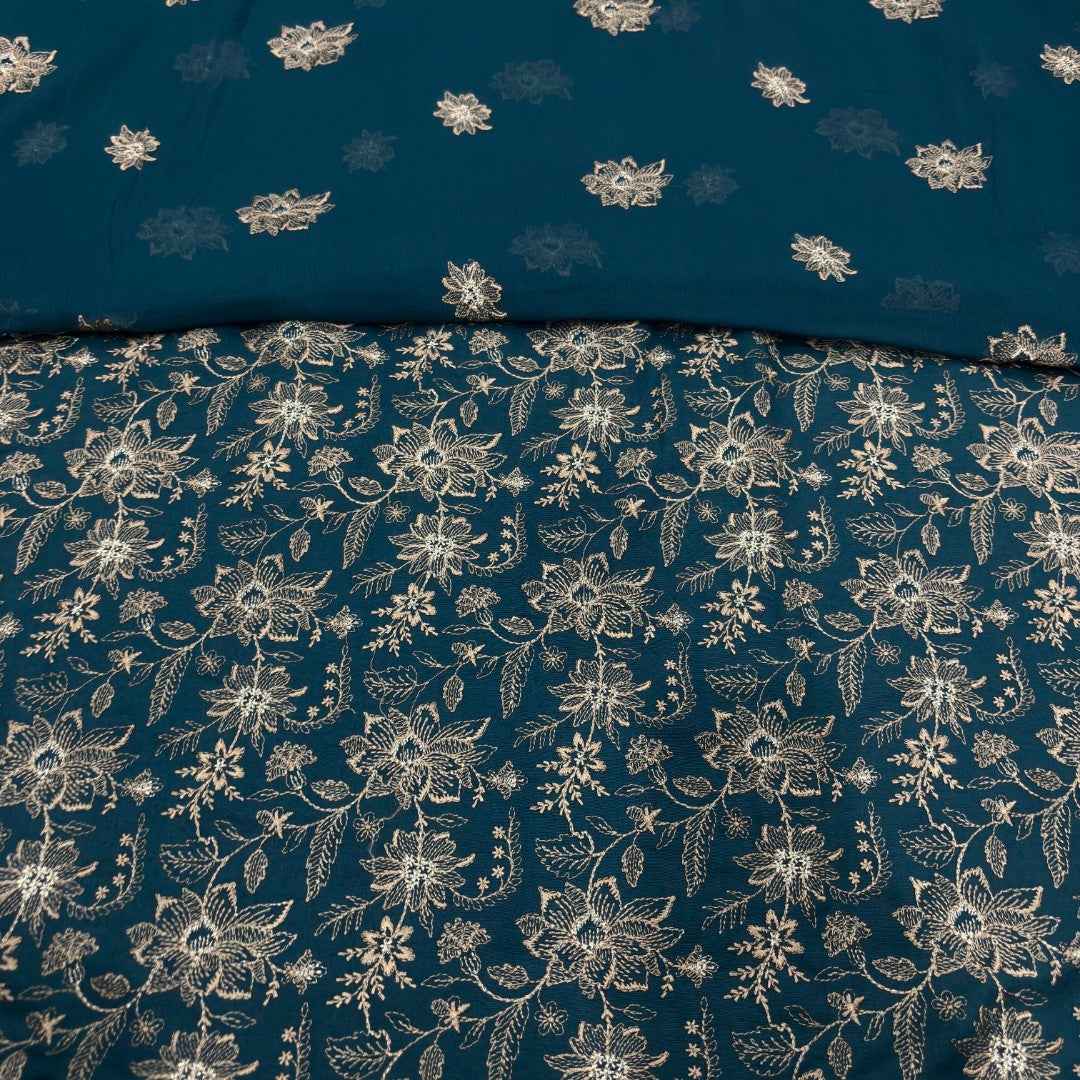 Teal Blue women's unstitched Karandi embroidered 3-piece suit TZAJ-178 by TANIAZE