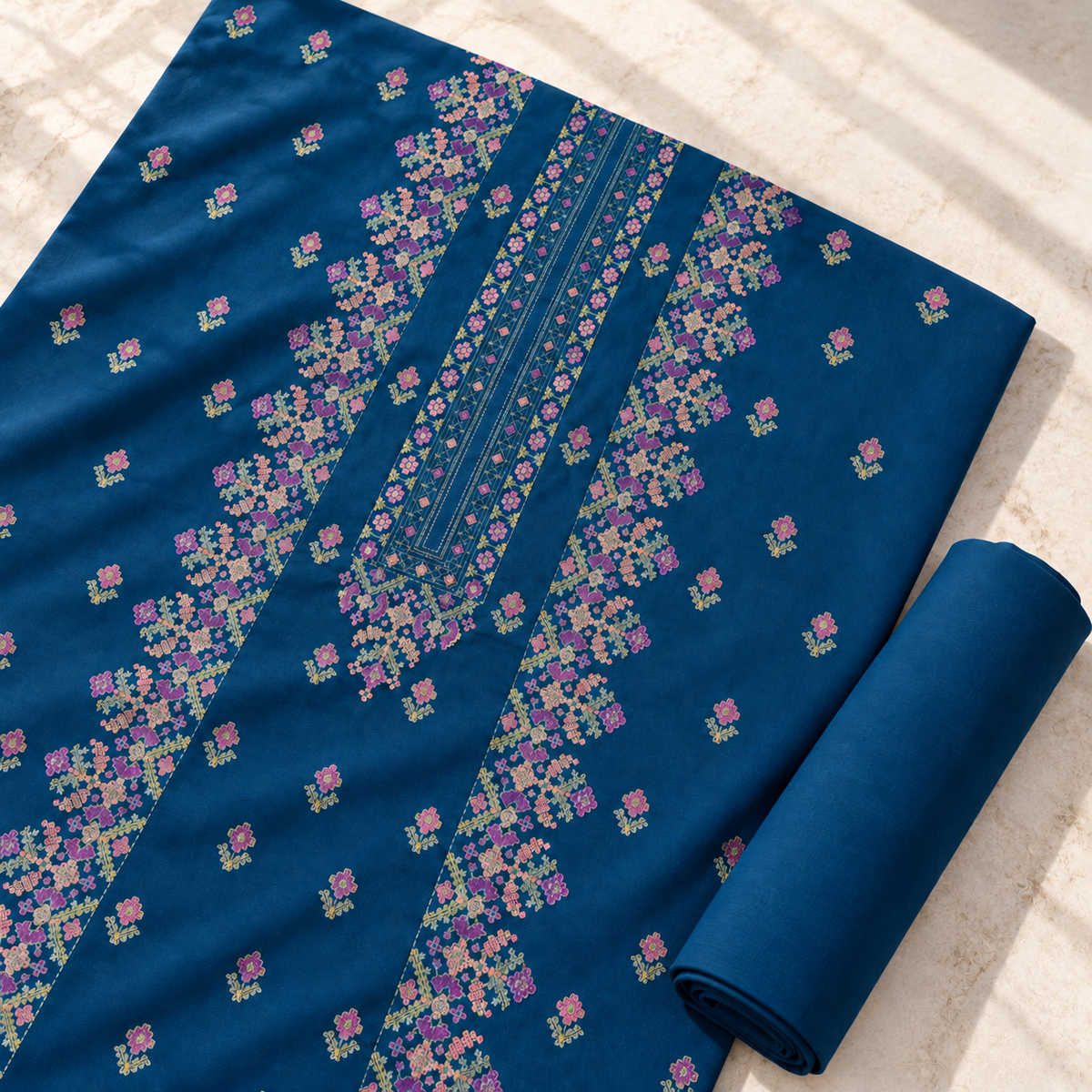 Zinc Blue Khaddar Embroidered 2-Piece Suit – Design 278 | TANIAZE