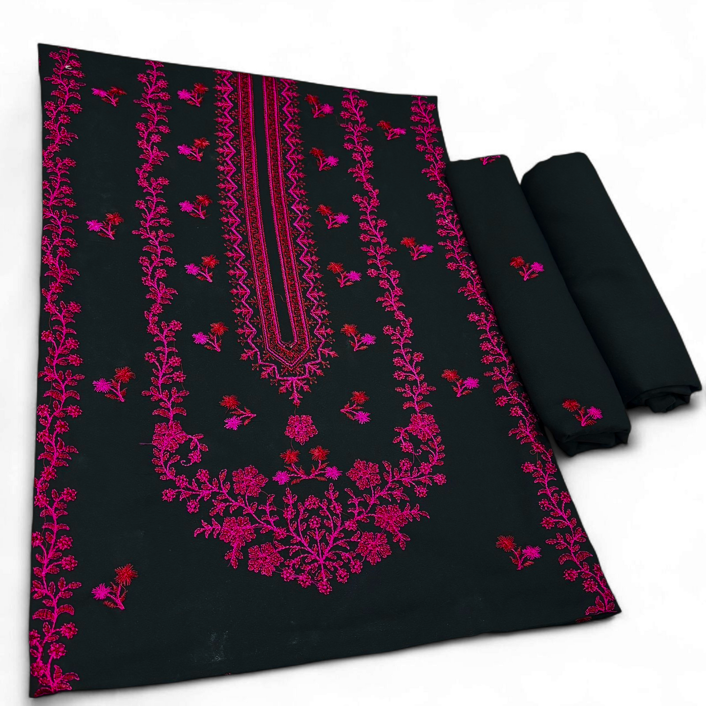 KARANDI EMBROIDERED 2-PIECE BLACK WKU-325