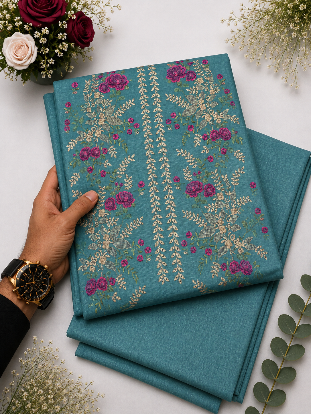 KHADDAR EMBROIDERED 2PC