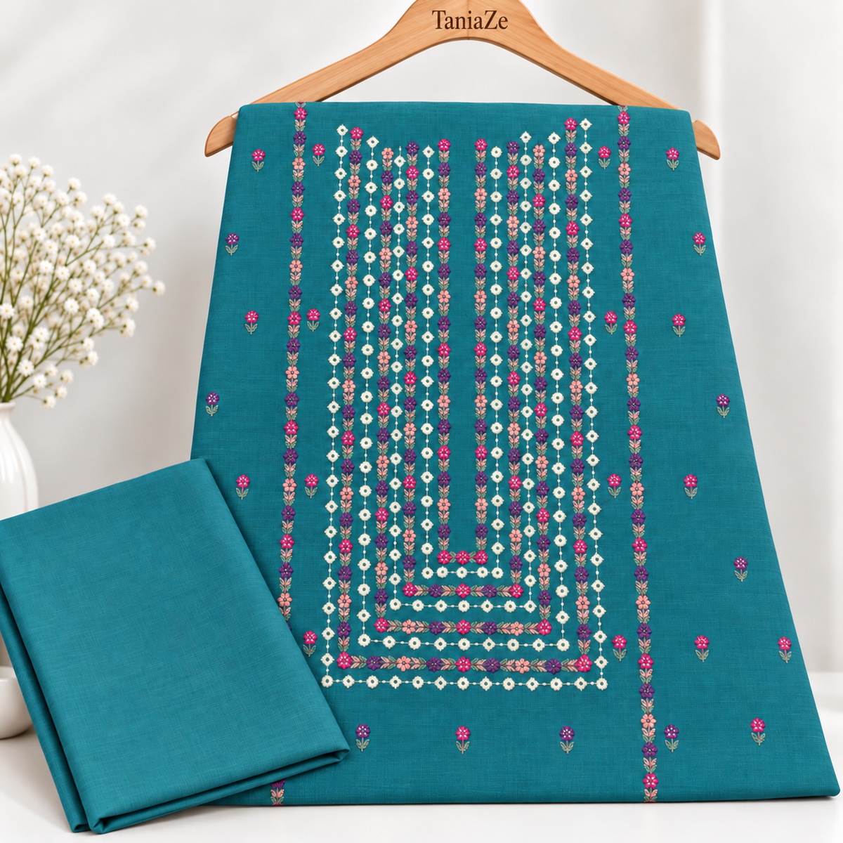 Blue Khaddar Embroidered 2-Piece Suit – Design 288