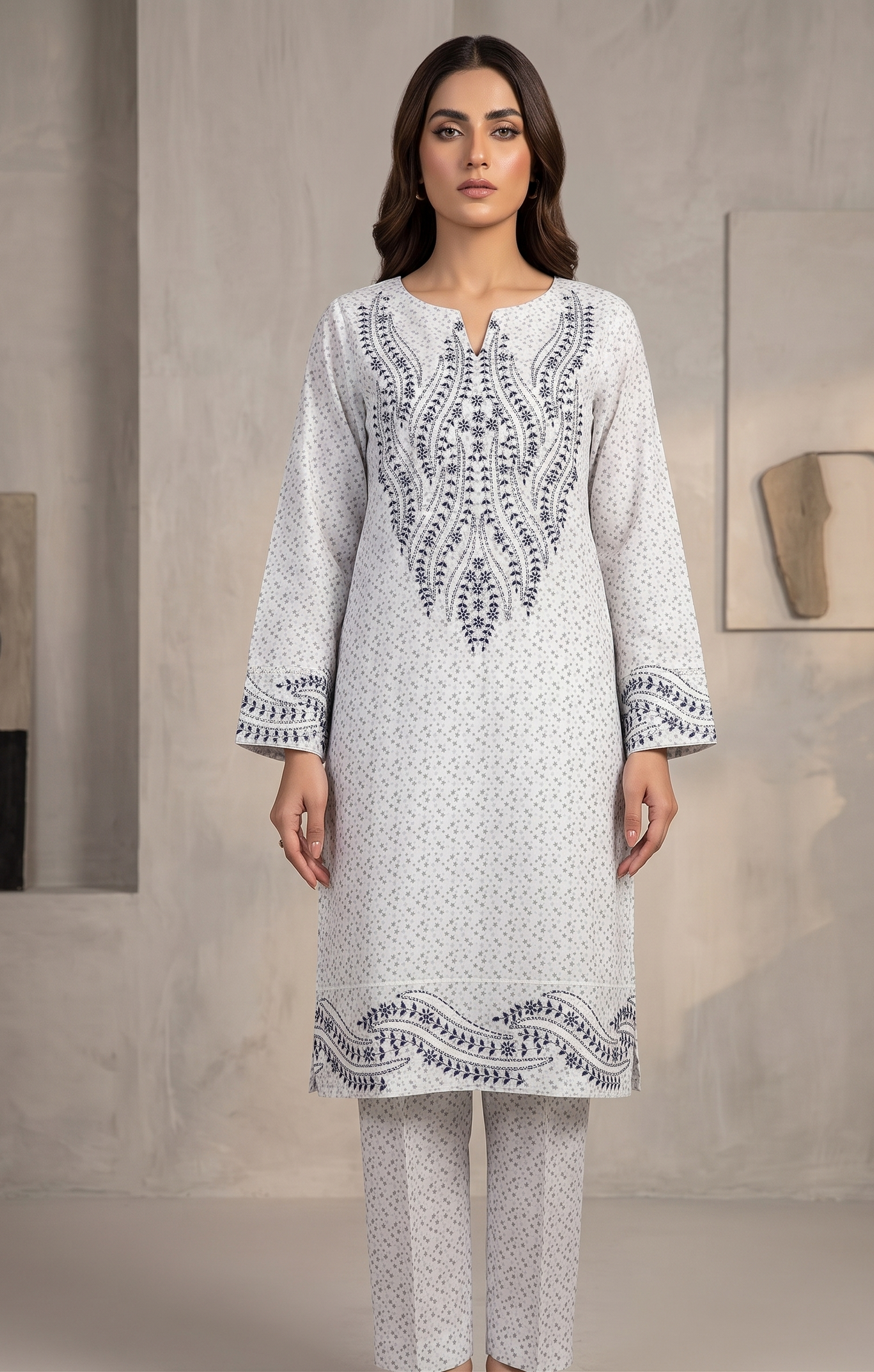 2 PIECE - PRINTED EMBROIDERED LAWN SUIT SCV2-241