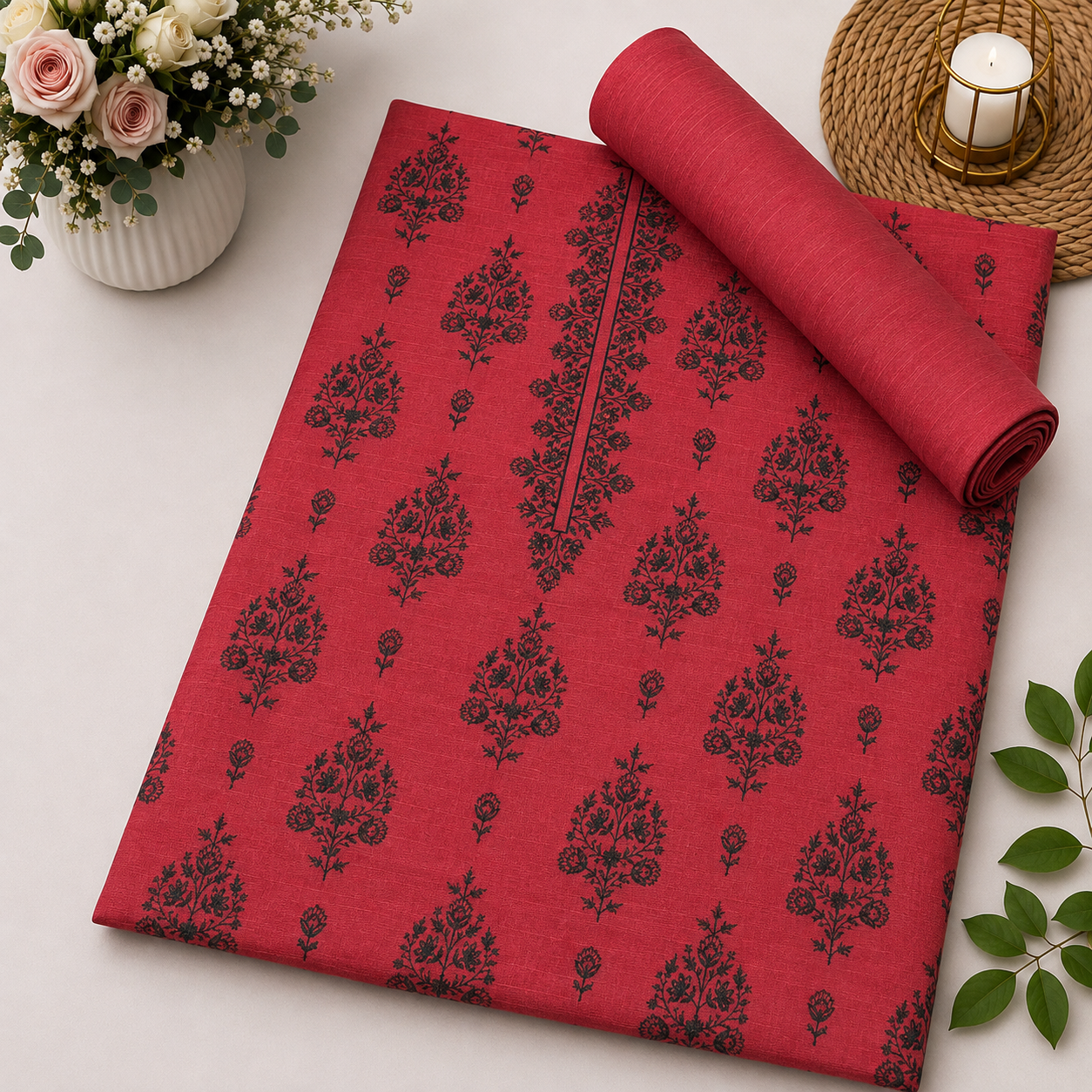 KHADDAR EMBROIDERED 2PC