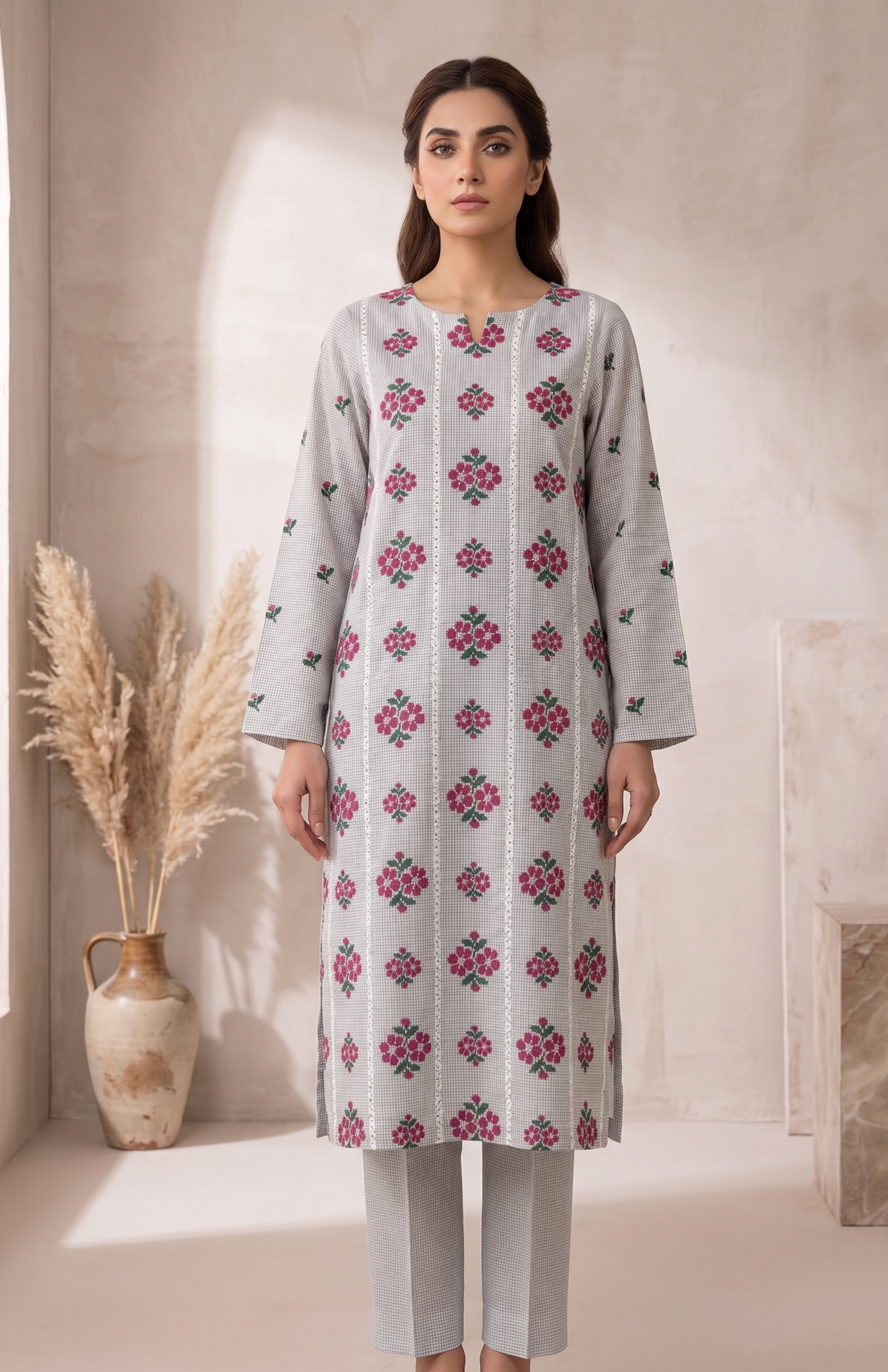 2 PIECE - PRINTED EMBROIDERED LAWN SUIT SCV2-237