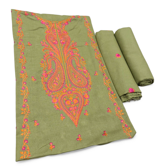 KARANDI EMBROIDERED 2-PIECE WKU-490 OLIVE