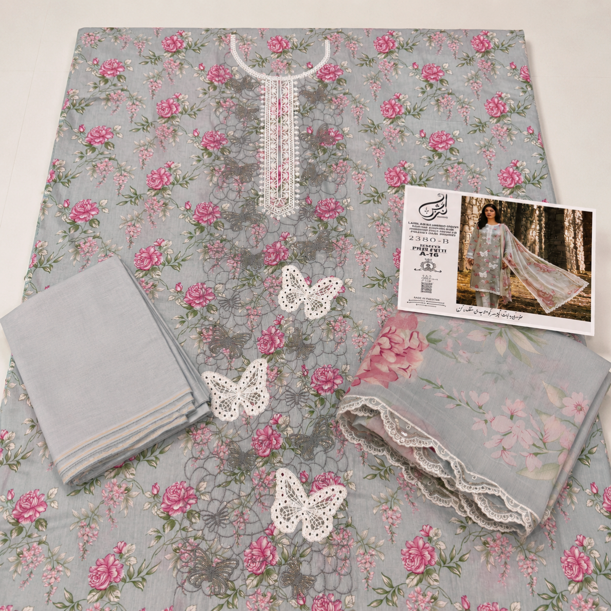Anzish lawn embroidered 3pc