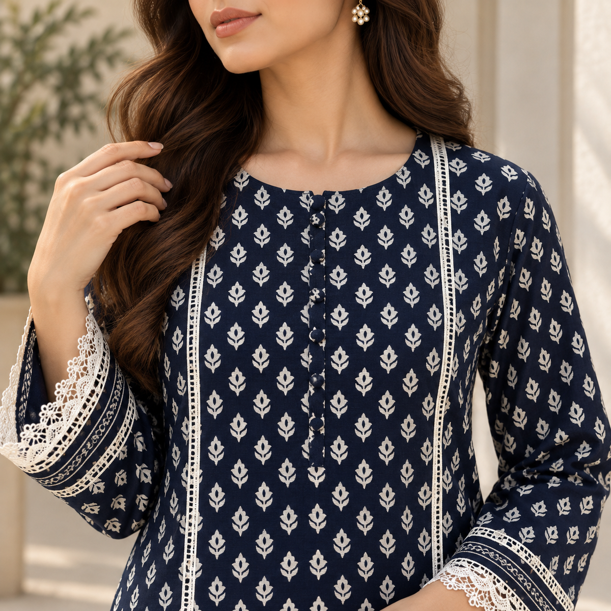 Meher printed khaddar stitched 3 piece suit with khaddar dupatta - TANIAZE