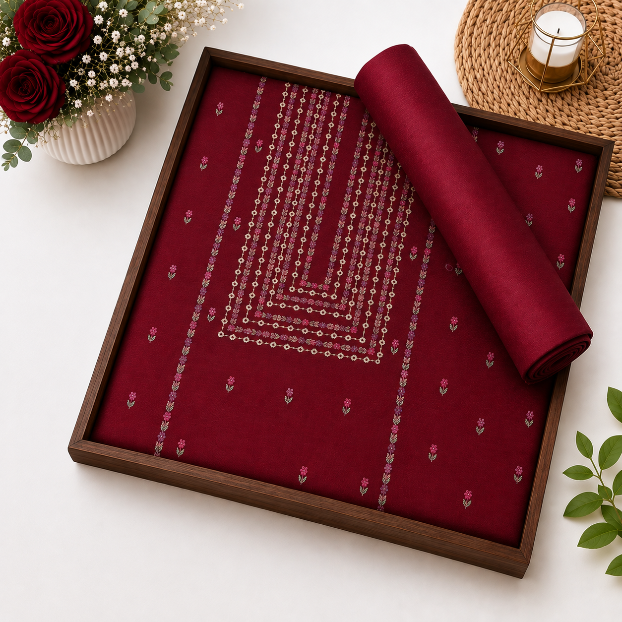 KHADDAR EMBROIDERED 2PC