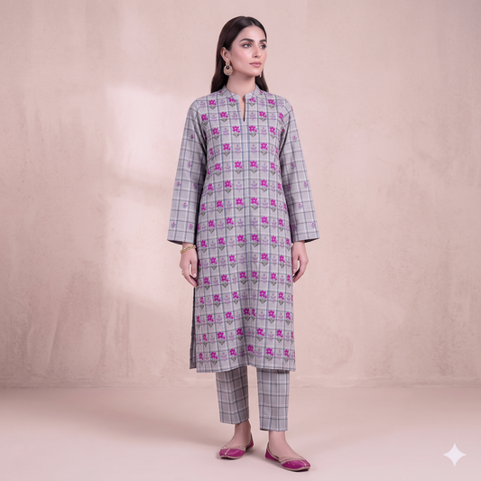 2 PIECE - PRINTED EMBROIDERED LAWN SUIT SCV2-212