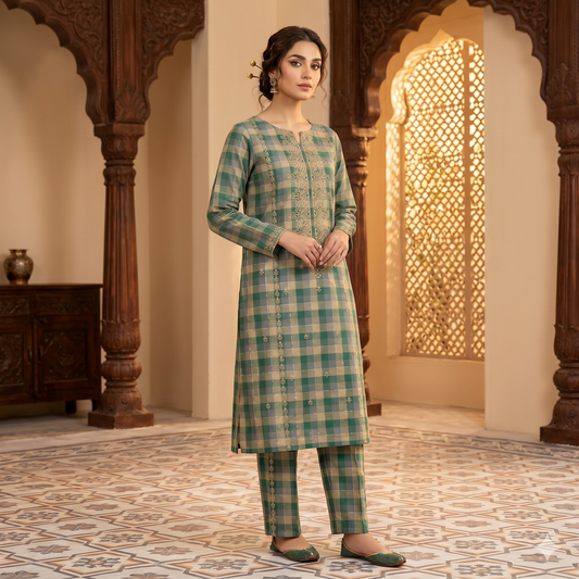 2 PIECE - PRINTED EMBROIDERED LAWN SUIT SCV2-206