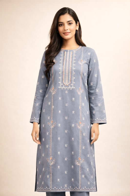 2 PIECE - EMBROIDERED LAWN SUIT SV1-157