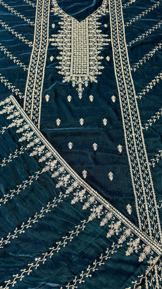 VELVET EMBROIDERED 3-PIECE TZAJ-233