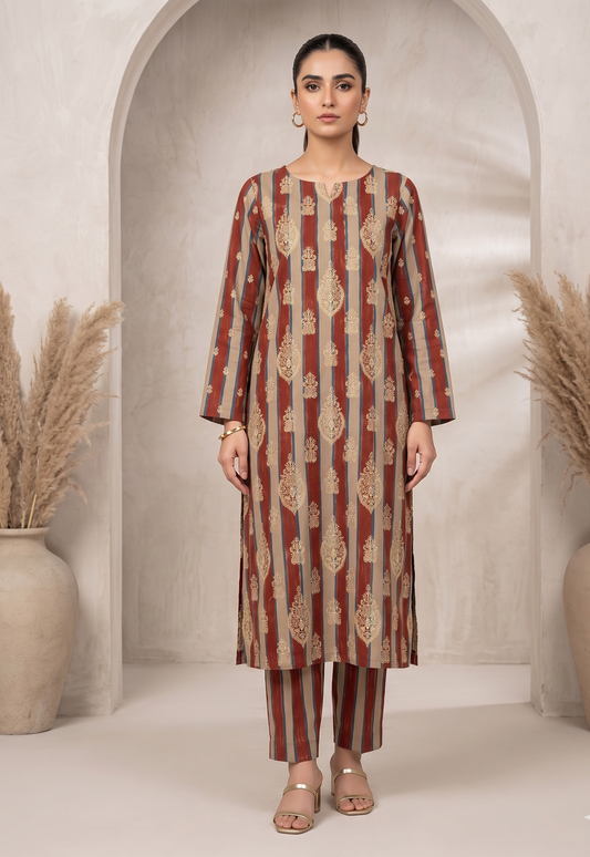 2 PIECE - PRINTED EMBROIDERED LAWN SUIT SCV2-235