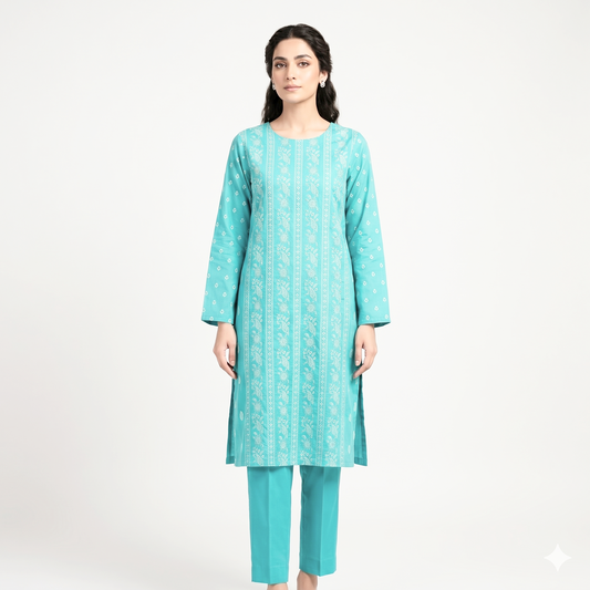 2 PIECE - EMBROIDERED LAWN SUIT SCV1-1788
