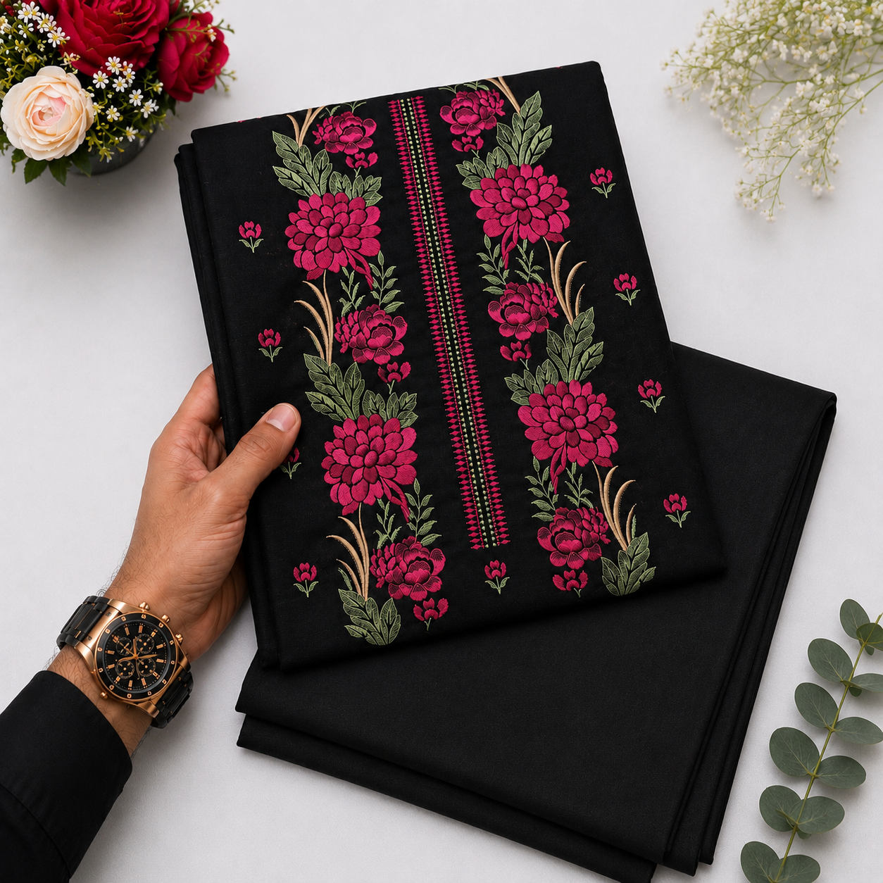 KHADDAR EMBROIDERED 2PC