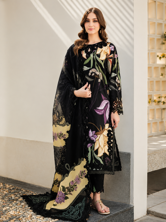 BAROQUE LUXURY LAWN 3PC CHIFFON DOPATTA