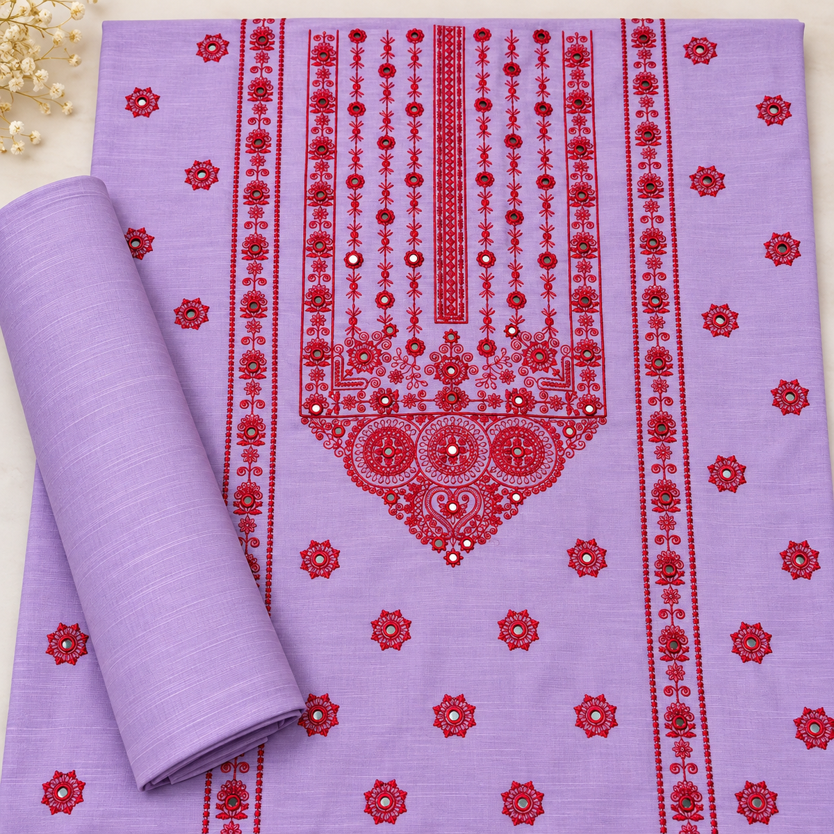 Lavender Khaddar Embroidered 2-Piece Suit – Design 321