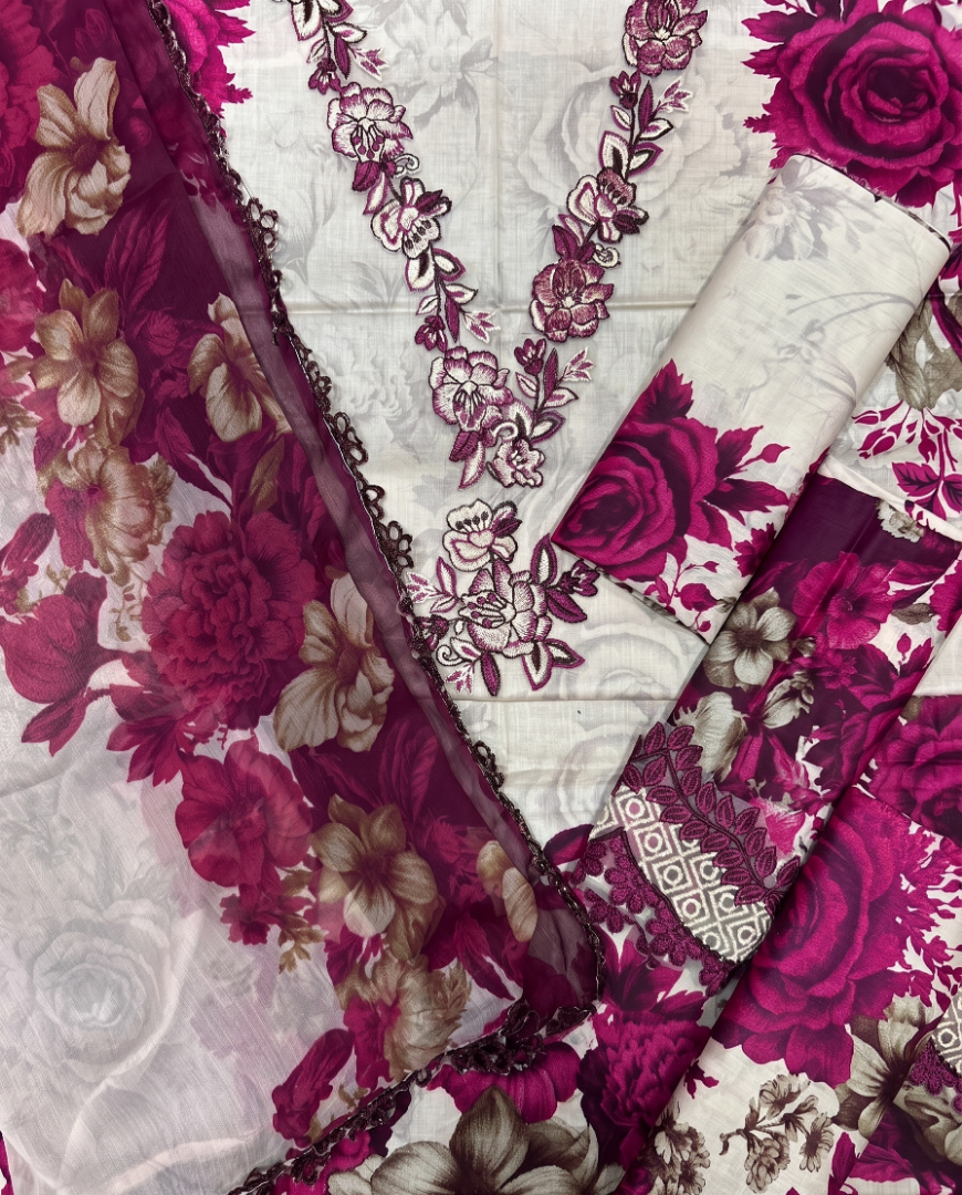 ADAN LIBAS LAWN 3PC CHIFFON DOPATTA