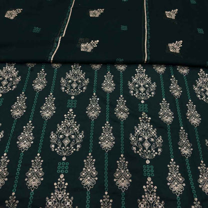 Bottle Green women's unstitched Karandi embroidered 3-piece suit TZAJ-179 by TANIAZE