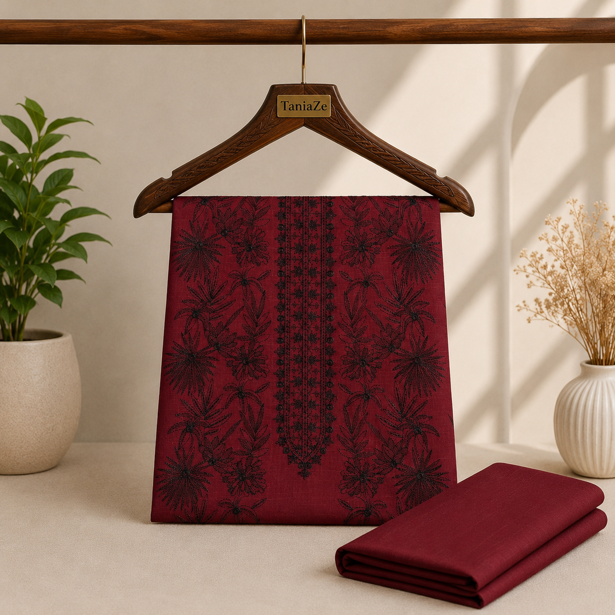 KHADDAR EMBROIDERED 2PC