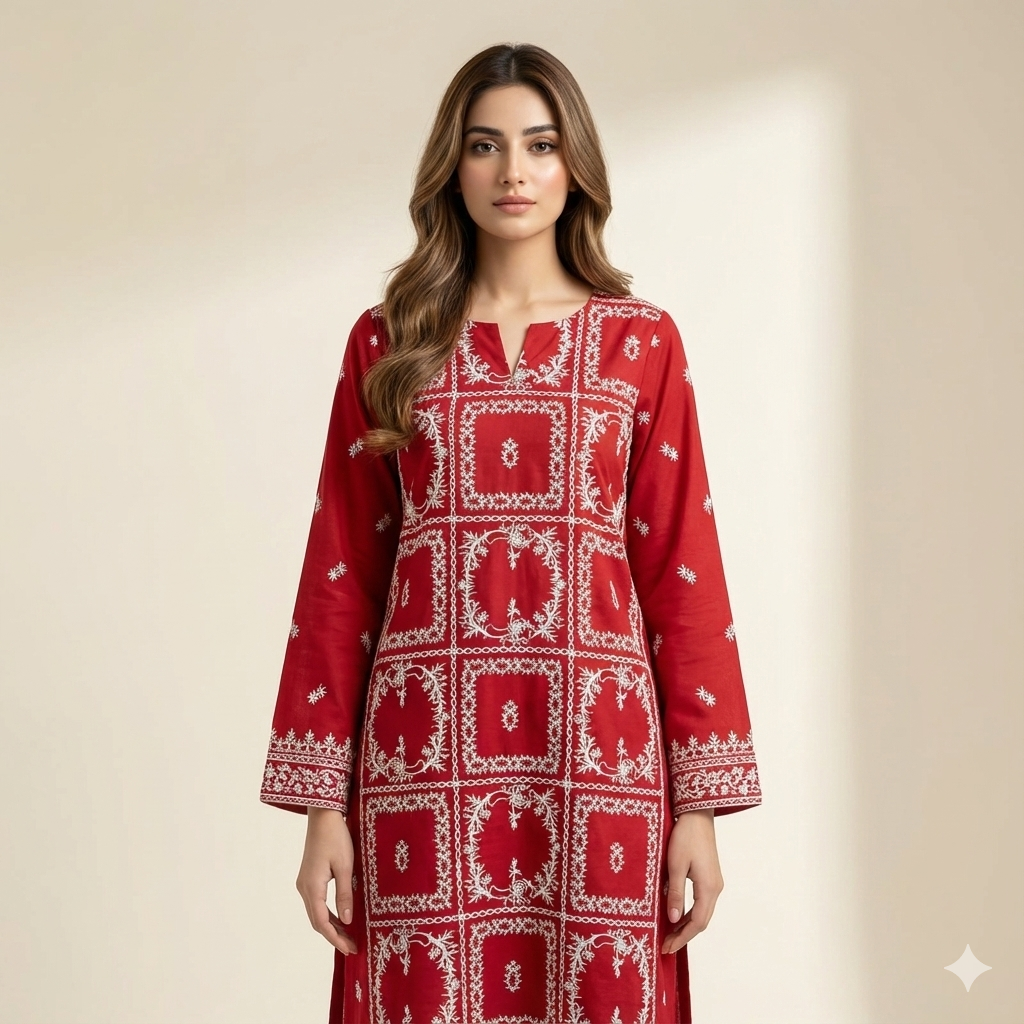 2 PIECE - EMBROIDERED LAWN SUIT SCV1-1514