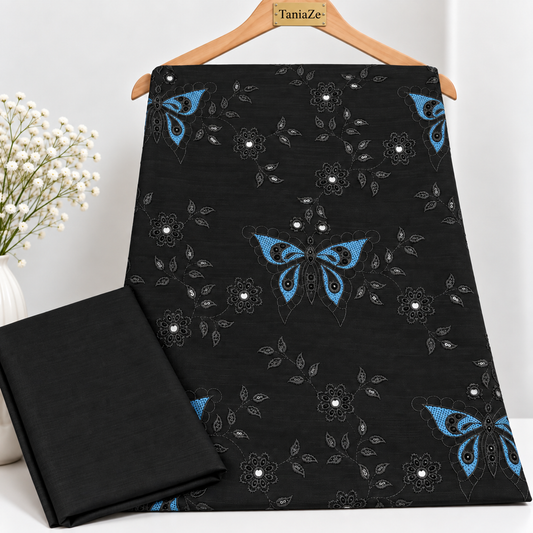 Black Khaddar Embroidered 2-Piece Suit – Design 296