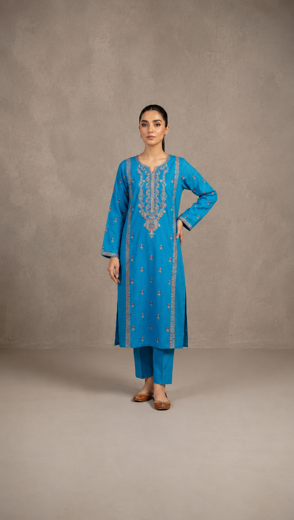 2 PIECE - EMBROIDERED LAWN SUIT SCV1-1809