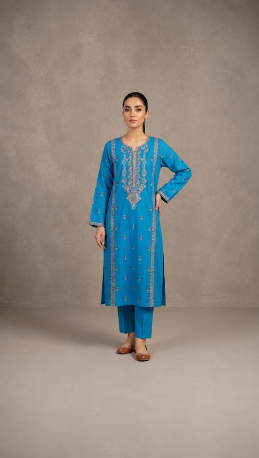 2 PIECE - EMBROIDERED LAWN SUIT SCV1-1809