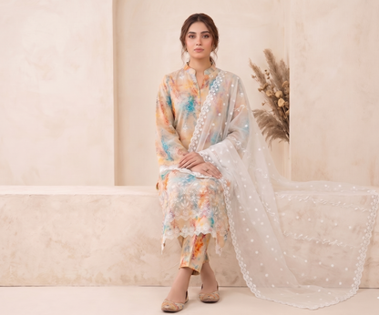3 PIECE - LUXURY CHICKENKARI LAWN SUIT SCV2-230