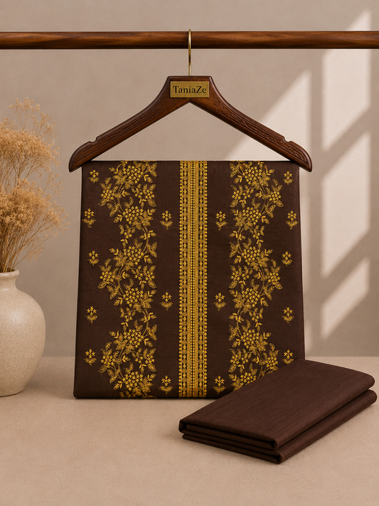 Brown Khaddar Embroidered 2-Piece Suit – Design 319