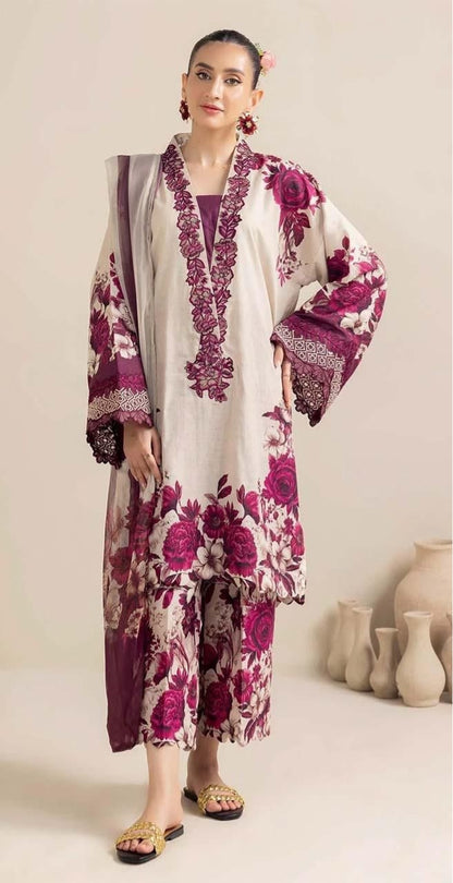 ADAN LIBAS LAWN 3PC CHIFFON DOPATTA