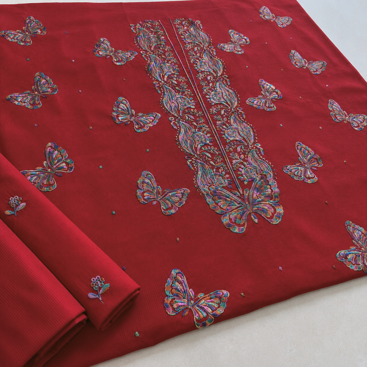 2 PIECE - EMBROIDERED LAWN SUIT SCV1-1826
