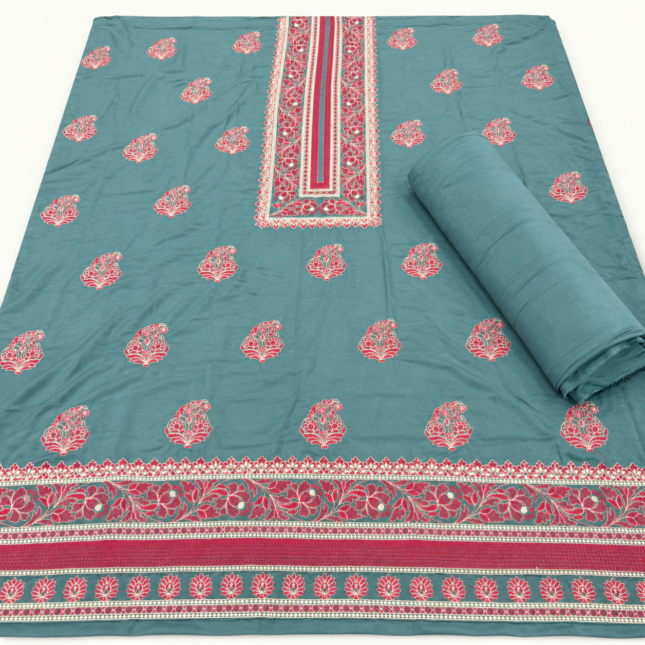 Bareeze stone linen embroidered 2pc