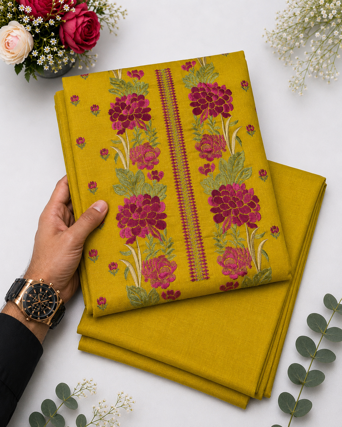 KHADDAR EMBROIDERED 2PC